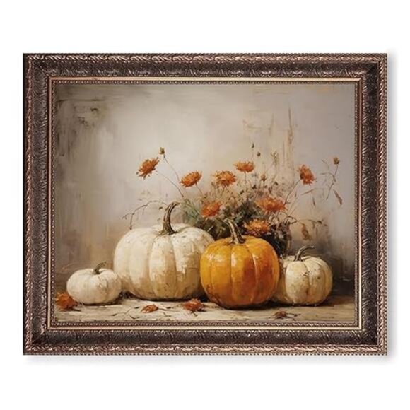 Fall Wall Decor, Pumpkin‎ Still Life Print, Rustic Fall Art, Vintage Autumn - Picture 5 of 5